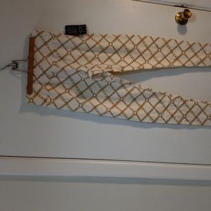 Inc, white and gold chain Activewear spandex pants, international concepts